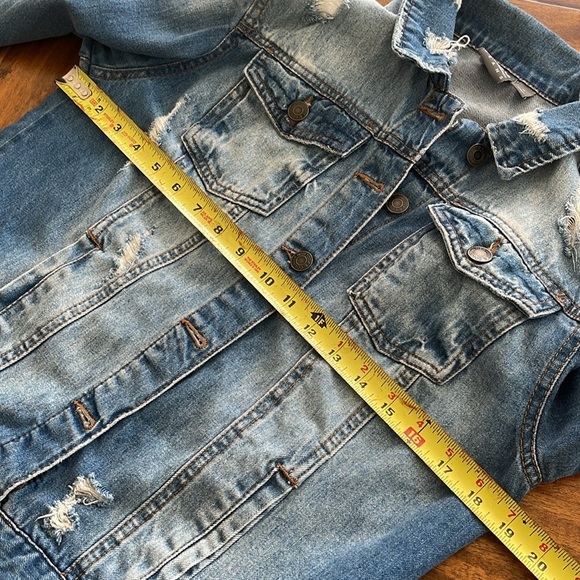 Soho Jeans blue denim jeans jacket distressed size M - Picture 10 of 12